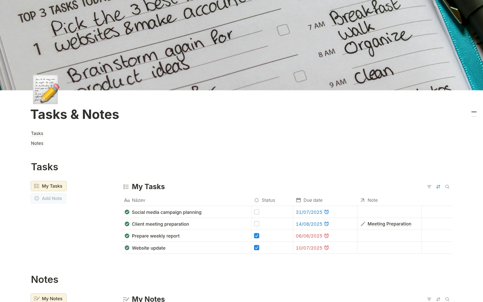 Tasks & Notes Template